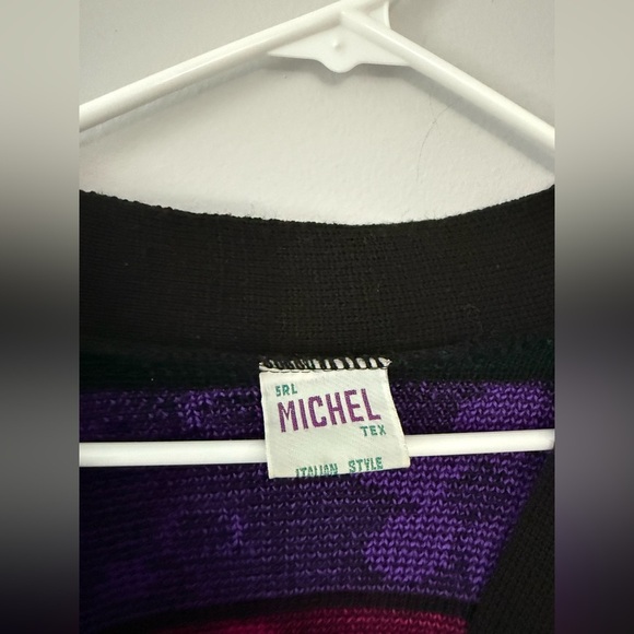 VTG SRL Michel Tex Hippie Boho Cardigan Floral Groovy Multi Color Black Size M L - Picture 4 of 7